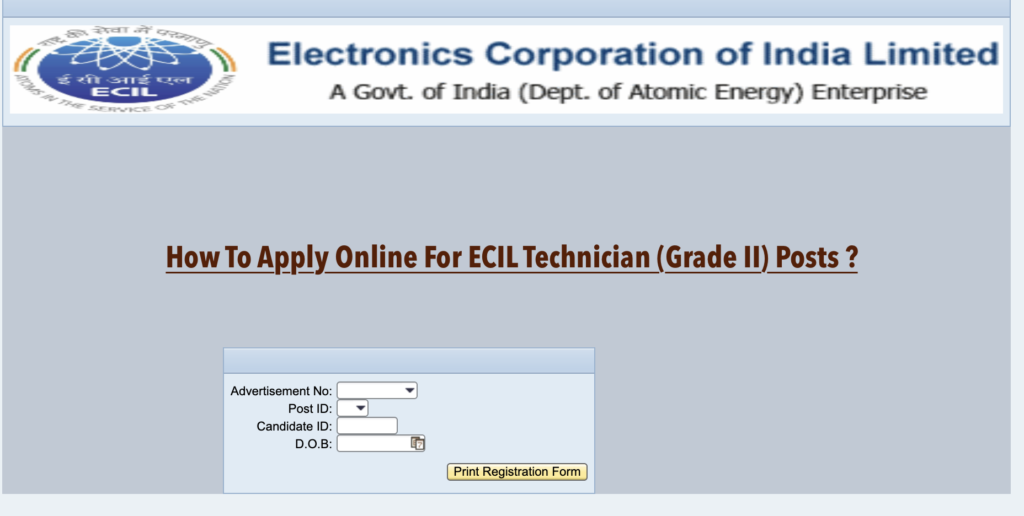 ECIL Technician 30 Vacancy Online Application Form online Apply Link Out